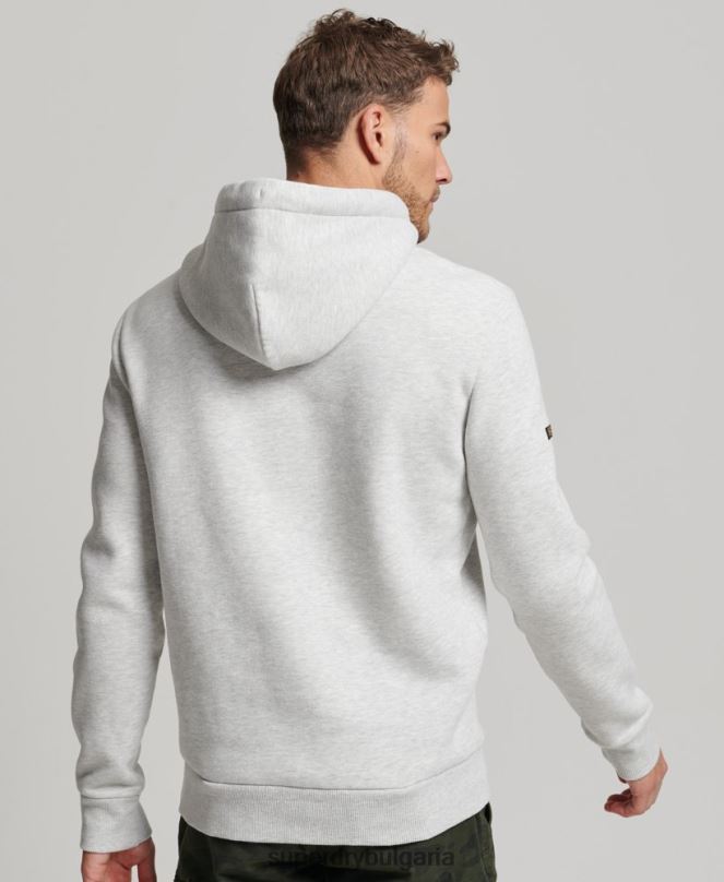 Superdry облекло N00H615 светло сив мъже винтидж качулка с лого