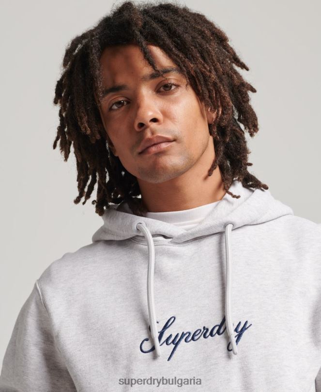 Superdry облекло N00H619 сиво мъже лого наследство качулка