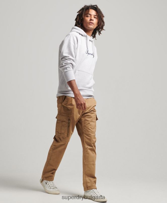 Superdry облекло N00H619 сиво мъже лого наследство качулка