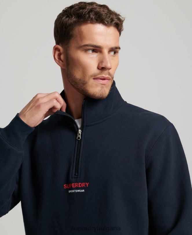 Superdry облекло N00H621 военноморски флот мъже спортен суичър с половин цип