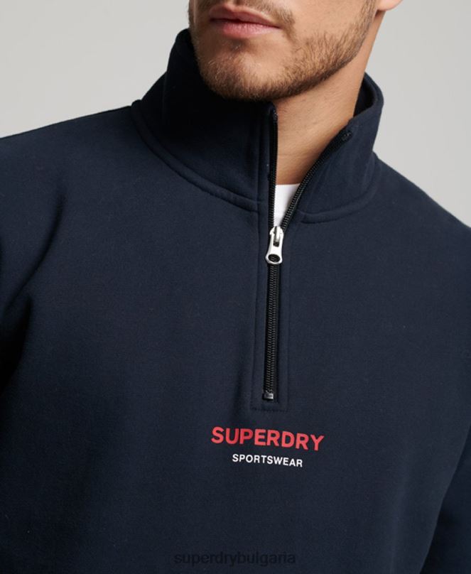 Superdry облекло N00H621 военноморски флот мъже спортен суичър с половин цип
