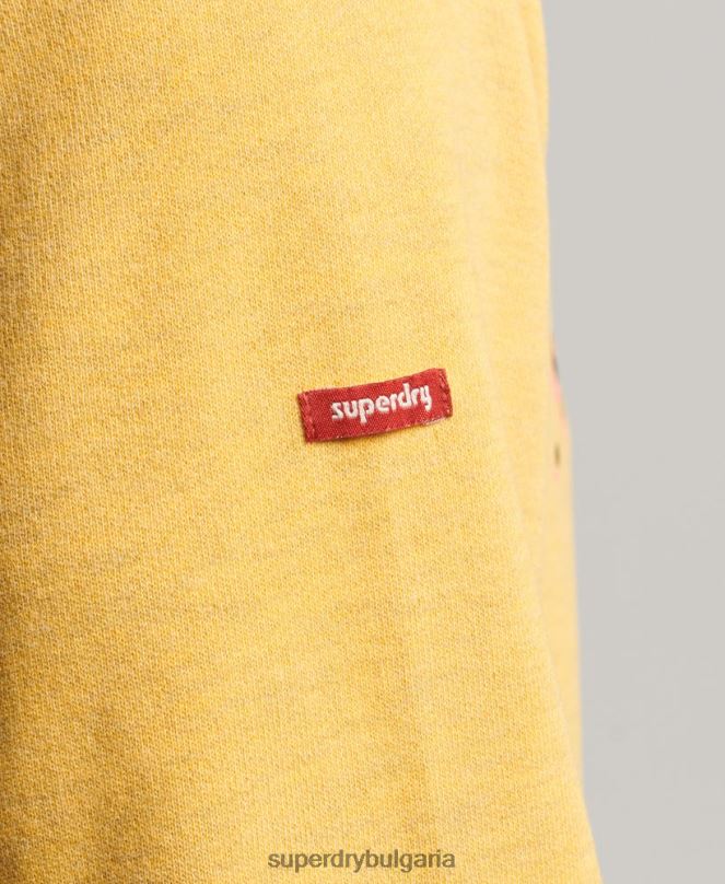 Superdry облекло N00H622 жълто мъже градски сувенирен суичър на екипажа