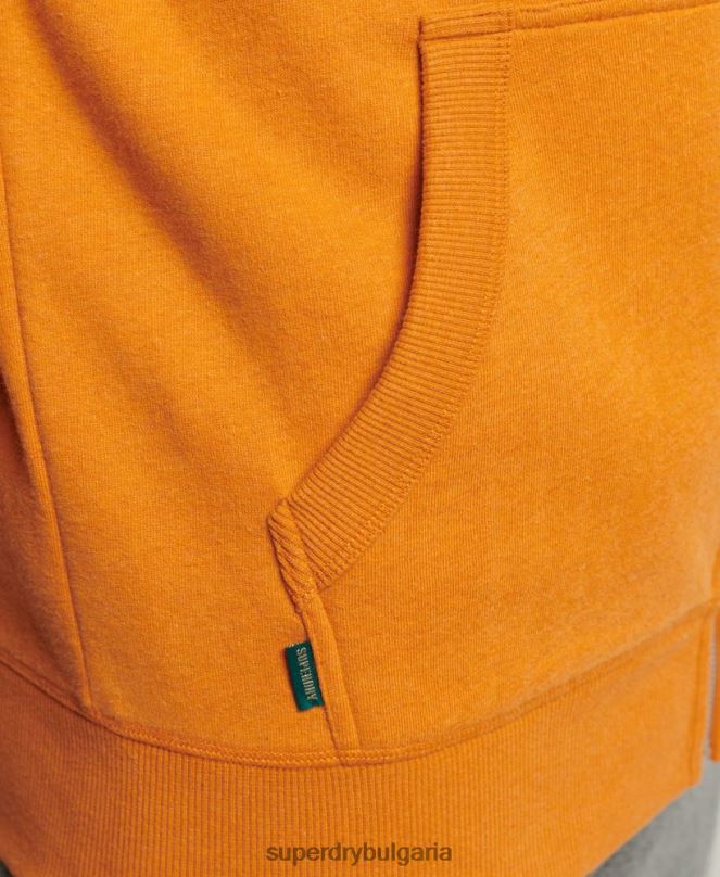 Superdry облекло N00H624 жълто мъже ретро суичър с лого и цип от органичен памук