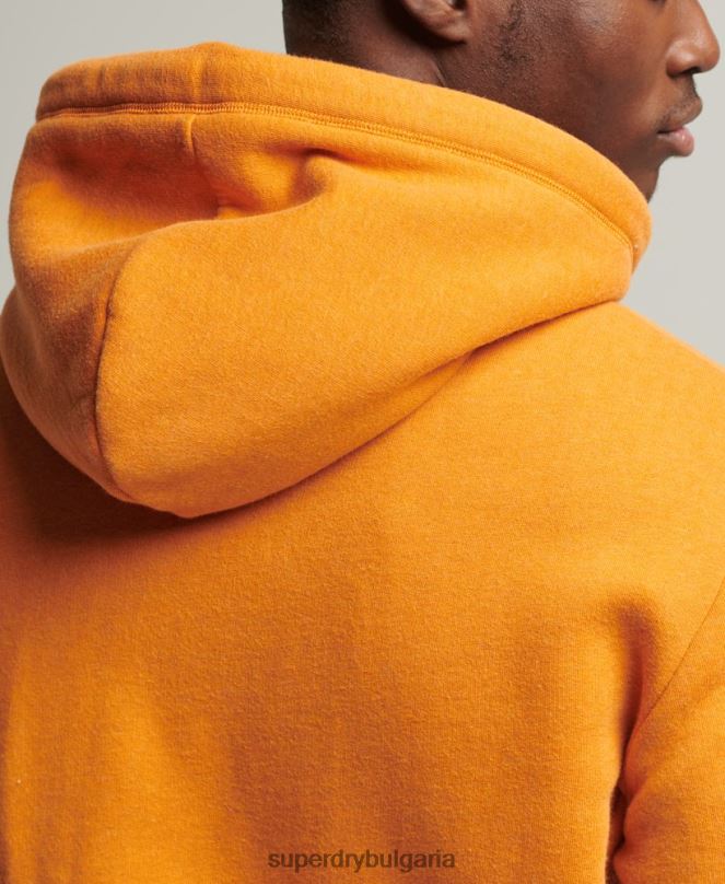 Superdry облекло N00H624 жълто мъже ретро суичър с лого и цип от органичен памук