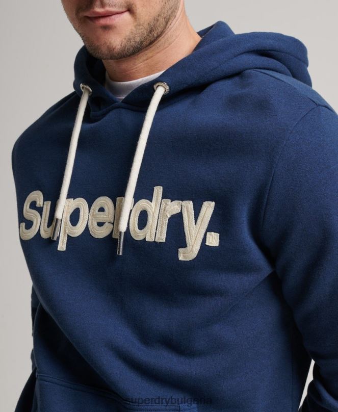 Superdry облекло N00H629 син мъже класическа качулка с ретро лого