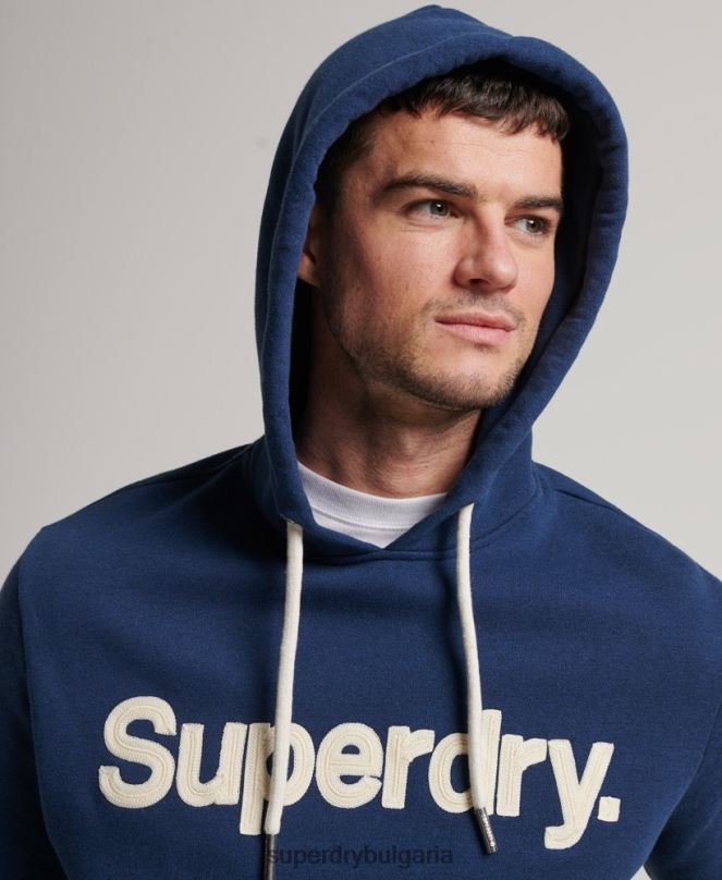 Superdry облекло N00H629 син мъже класическа качулка с ретро лого