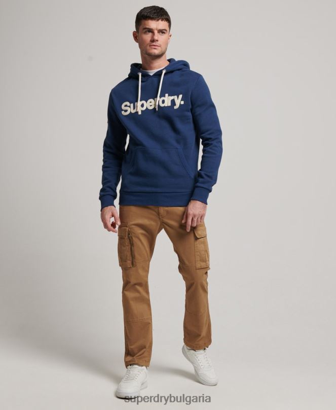 Superdry облекло N00H629 син мъже класическа качулка с ретро лого