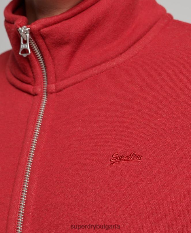 Superdry облекло N00H632 червен мъже горнище с ретро лого и бродирано цип