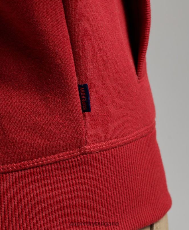 Superdry облекло N00H632 червен мъже горнище с ретро лого и бродирано цип