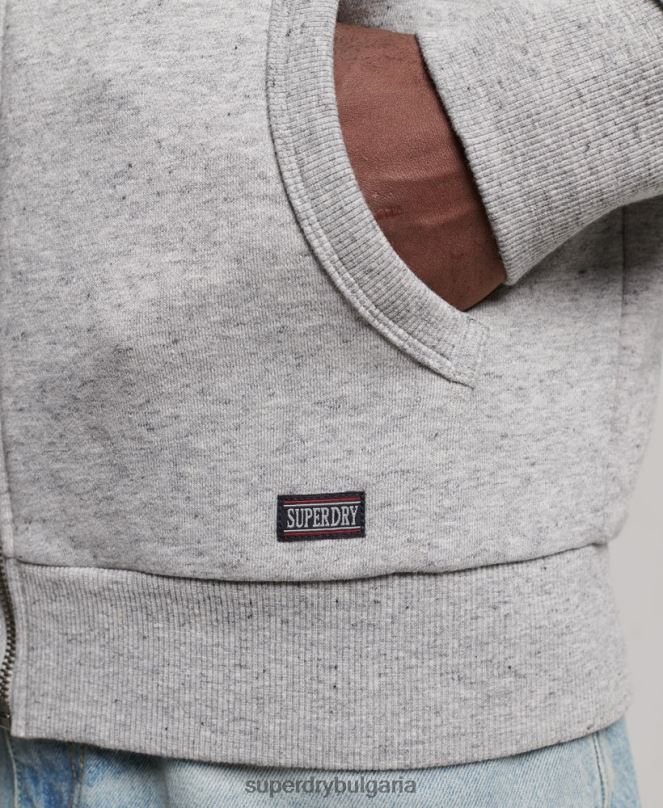 Superdry облекло N00H633 сиво мъже спортна качулка с цип за фитнес