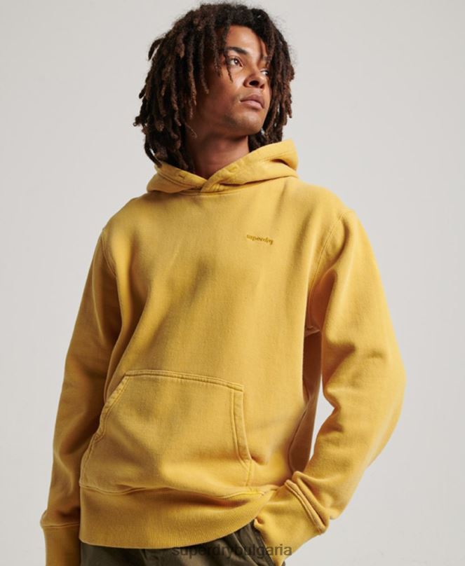 Superdry облекло N00H635 злато мъже ретро изпрана качулка