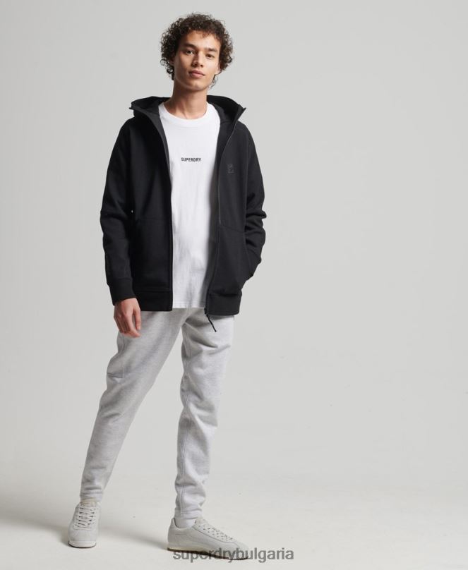 Superdry облекло N00H636 черен мъже суичър с цип код тек