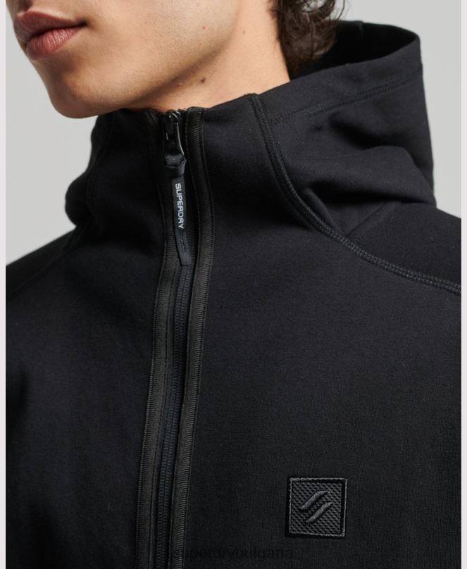 Superdry облекло N00H636 черен мъже суичър с цип код тек