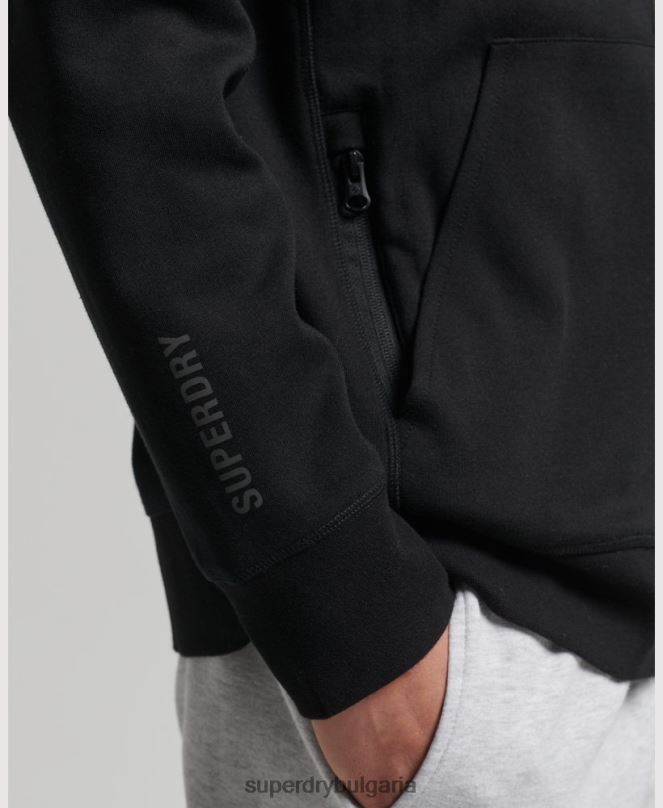 Superdry облекло N00H636 черен мъже суичър с цип код тек