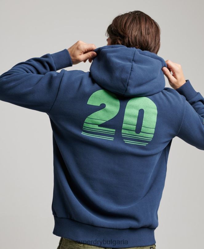 Superdry облекло N00H637 военноморски флот мъже ретро терен класическа качулка