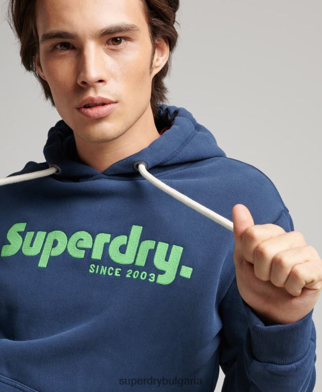 Superdry облекло N00H637 военноморски флот мъже ретро терен класическа качулка