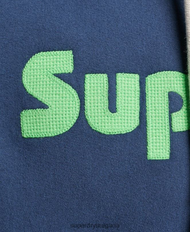 Superdry облекло N00H637 военноморски флот мъже ретро терен класическа качулка