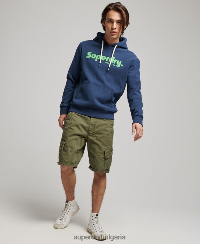 Superdry облекло N00H637 военноморски флот мъже ретро терен класическа качулка