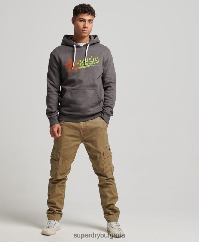 Superdry облекло N00H638 черен мъже ретро сенчеста качулка