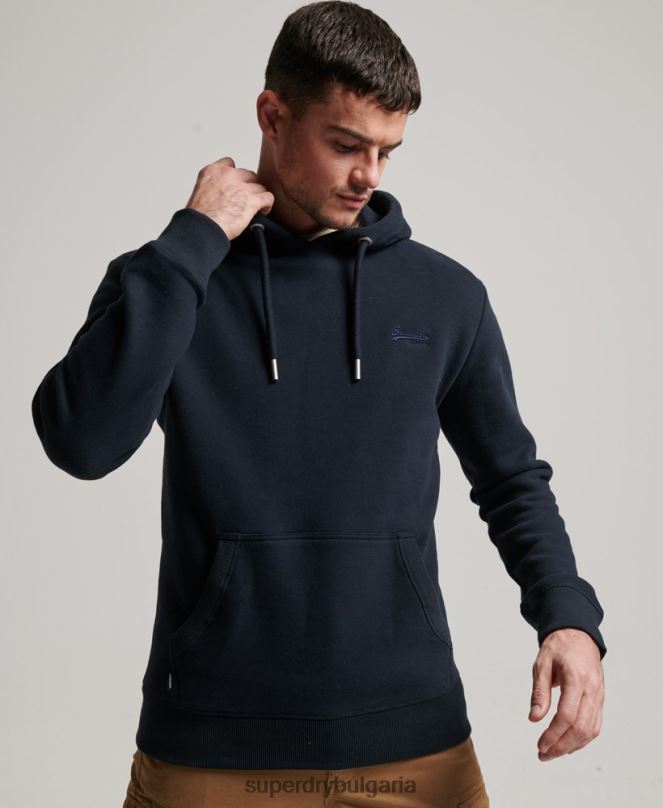 Superdry облекло N00H64 военноморски флот мъже ретро суичър с бродирано лого