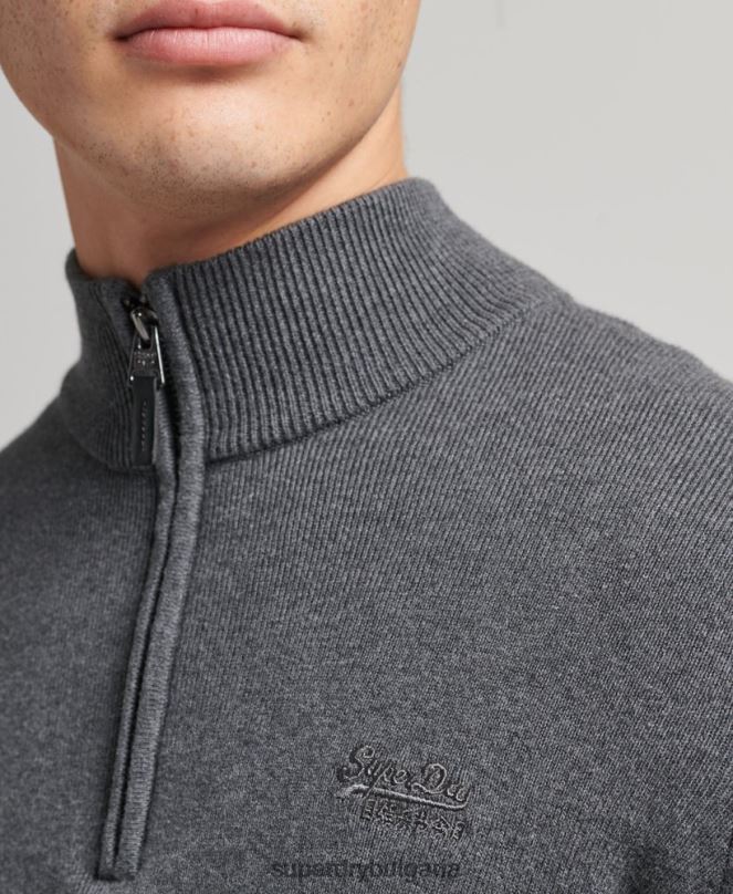 Superdry облекло N00H6456 сиво мъже бродиран суитшърт от органичен памук