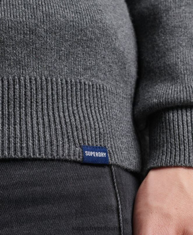 Superdry облекло N00H6456 сиво мъже бродиран суитшърт от органичен памук