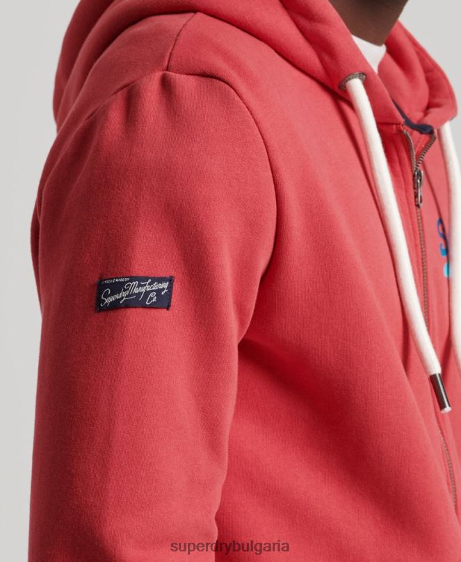 Superdry облекло N00H6476 червен мъже сезонна качулка с ретро лого с цип