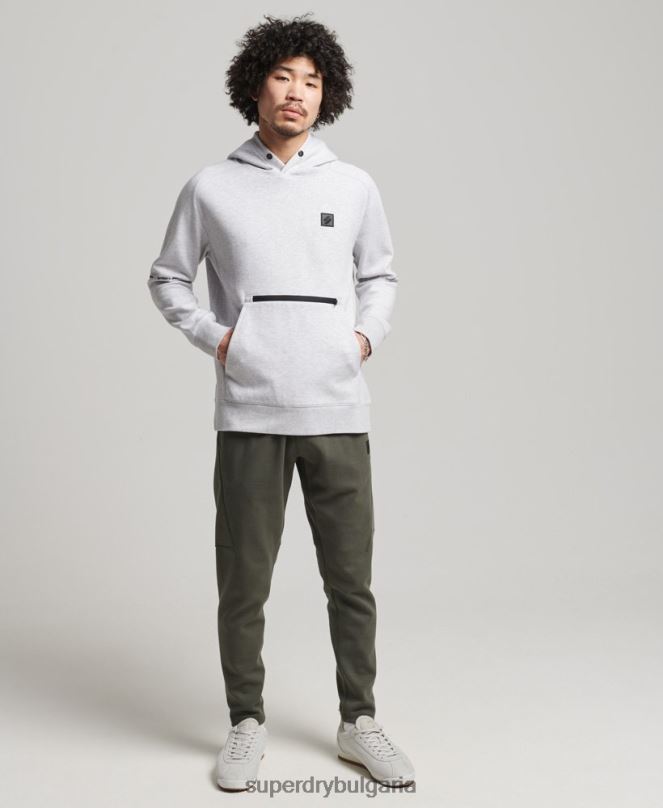 Superdry облекло N00H647 сиво мъже технологична качулка