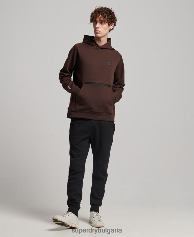Superdry облекло N00H648 кафяво мъже технологична качулка