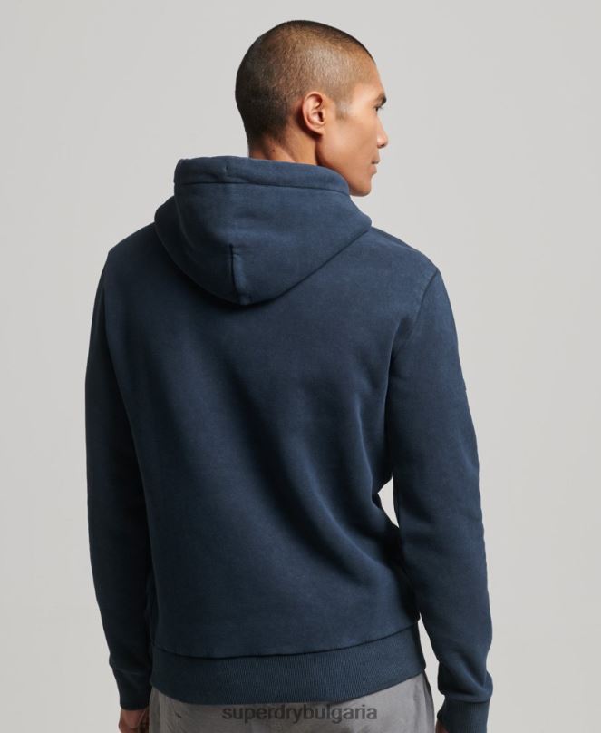 Superdry облекло N00H649 военноморски флот мъже винтидж качулка с лого