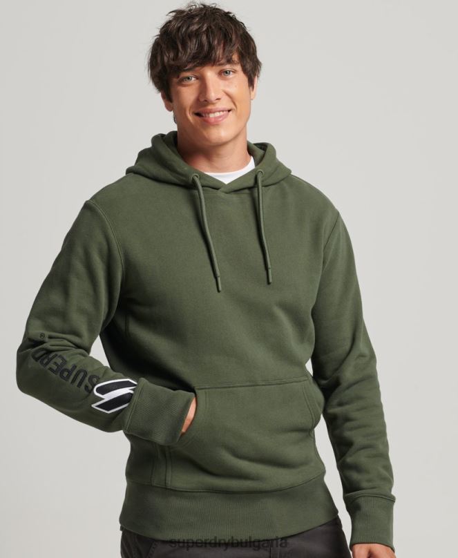 Superdry облекло N00H654 каки мъже качулка с апликации