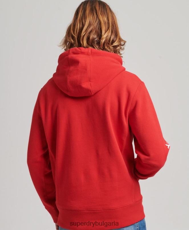 Superdry облекло N00H655 червен мъже качулка с апликации