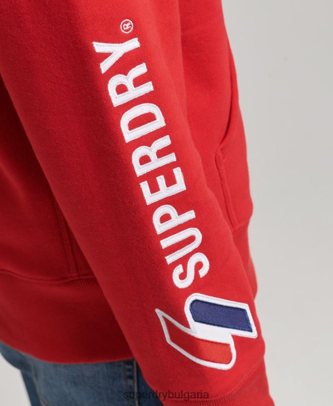 Superdry облекло N00H655 червен мъже качулка с апликации