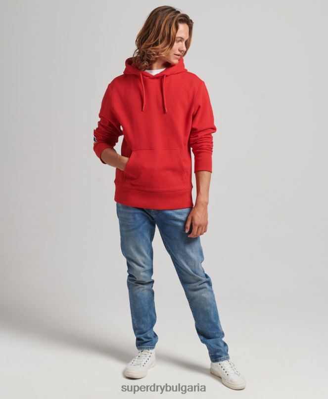 Superdry облекло N00H655 червен мъже качулка с апликации