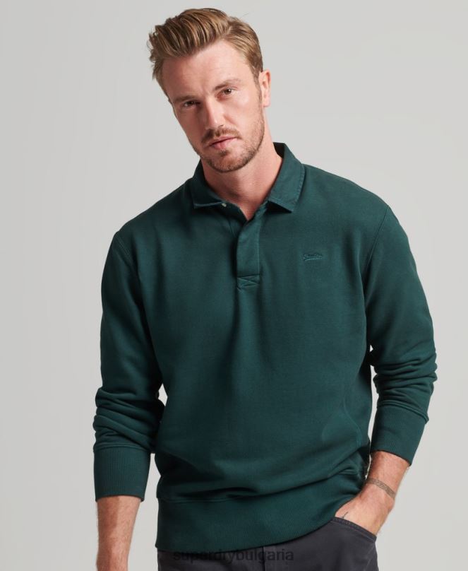 Superdry облекло N00H657 зелено мъже прекалено боядисан суичър за ръгби