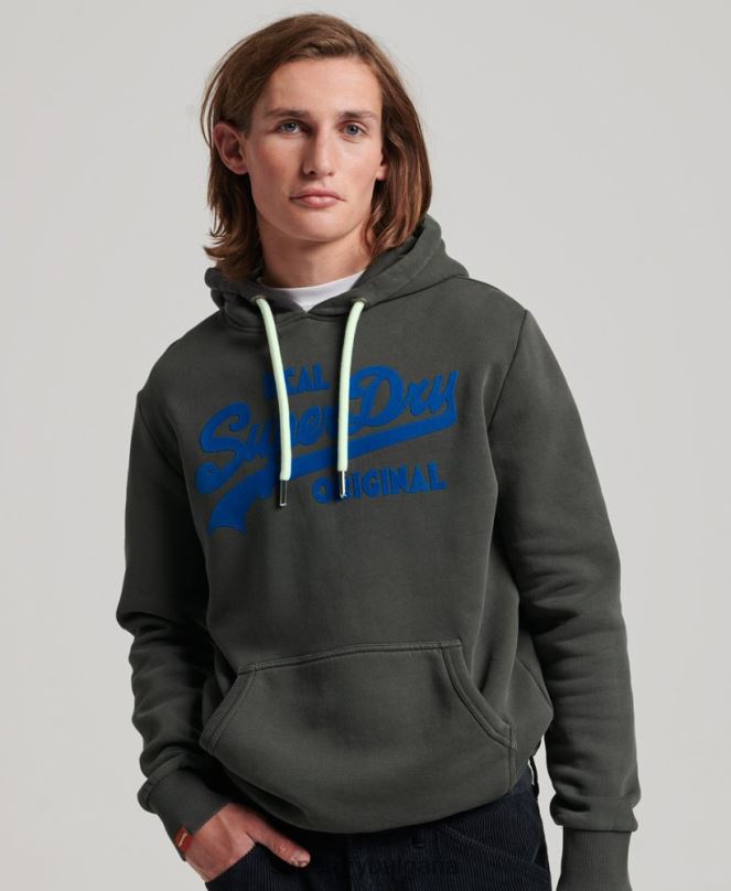Superdry облекло N00H660 тъмно сив мъже неонова качулка с винтидж лого