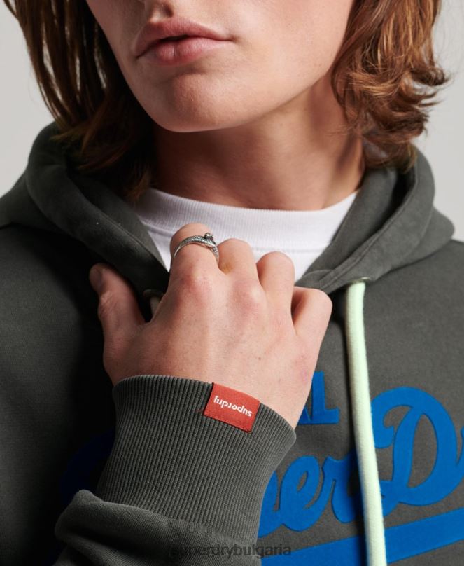 Superdry облекло N00H660 тъмно сив мъже неонова качулка с винтидж лого