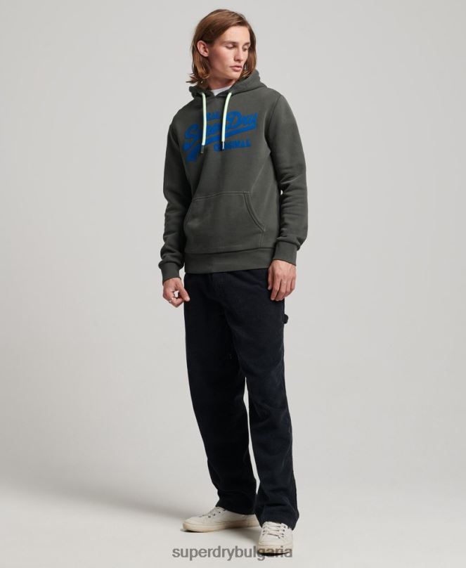 Superdry облекло N00H660 тъмно сив мъже неонова качулка с винтидж лого