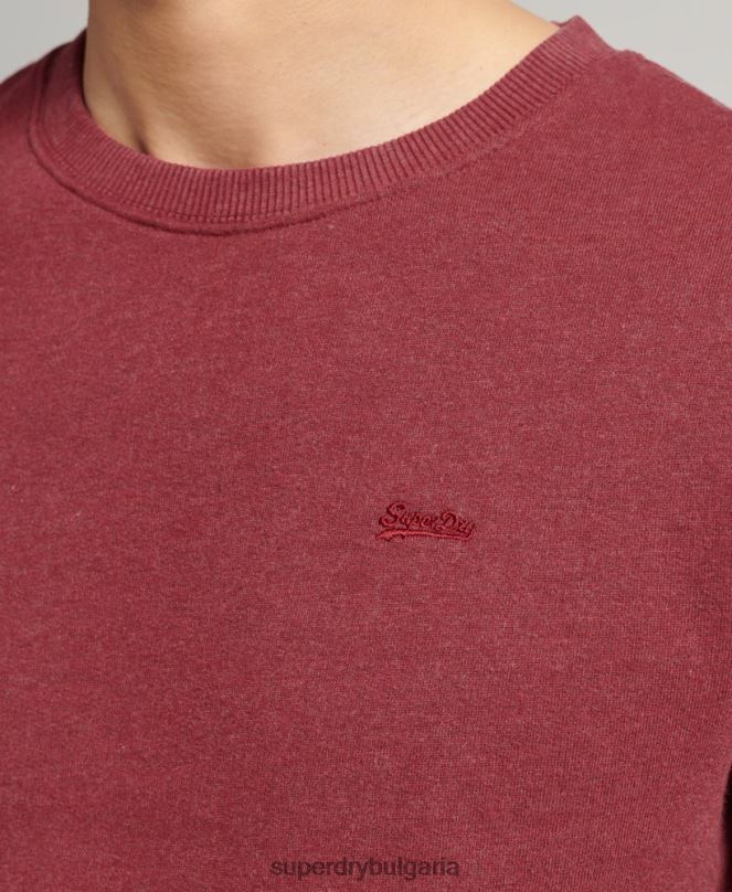 Superdry облекло N00H662 червен мъже ретро суичър с лого от органичен памук