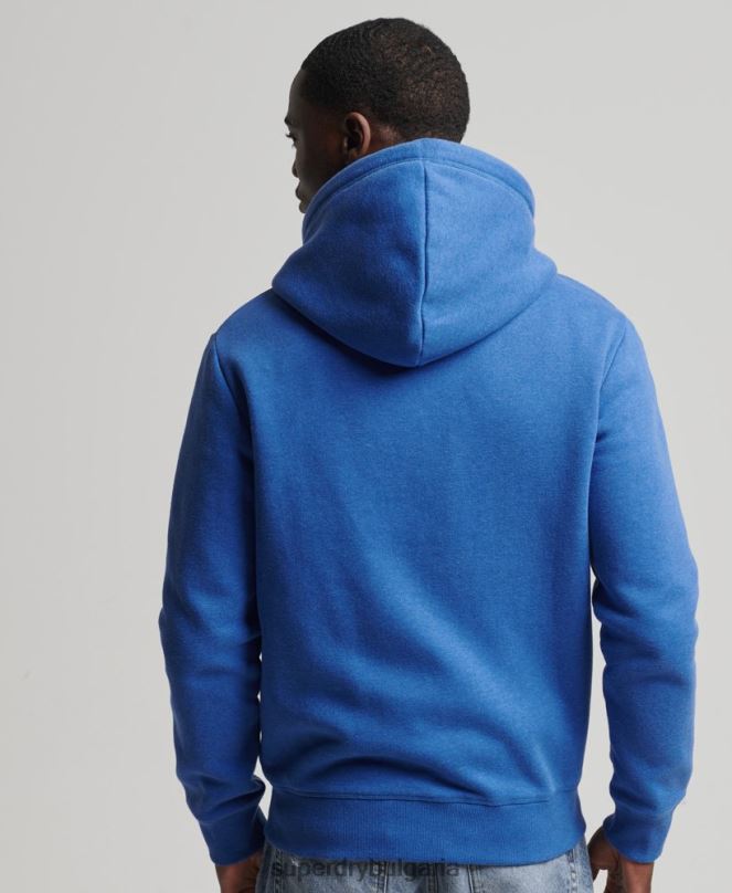 Superdry облекло N00H668 син мъже ретро суичър с лого и цип от органичен памук