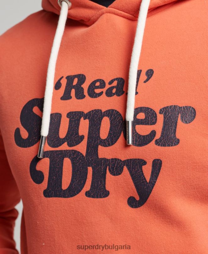 Superdry облекло N00H670 корал мъже ретро купър класическа качулка