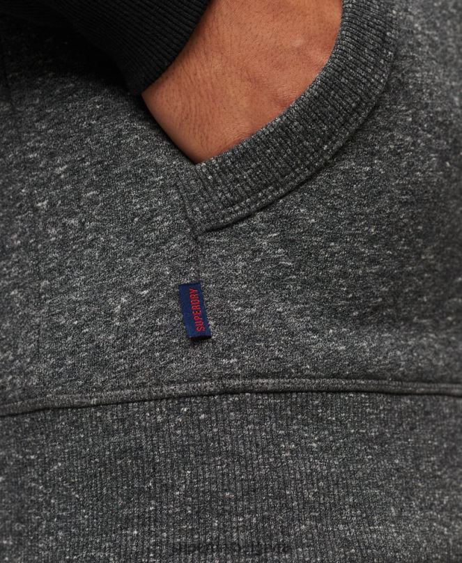 Superdry облекло N00H671 тъмно сив мъже Бейзболна качулка с цип от органичен памук