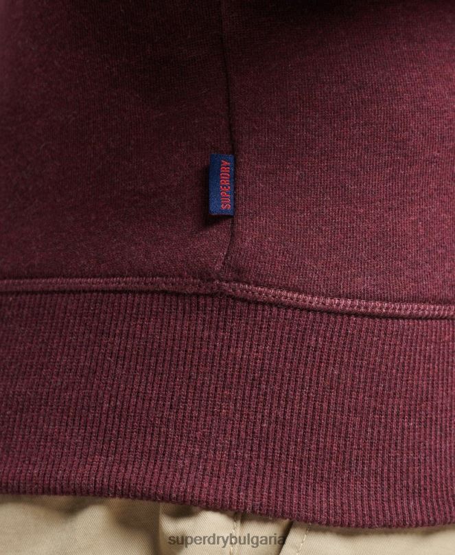 Superdry облекло N00H673 червен мъже органичен памук есенциален лого екипаж суичър