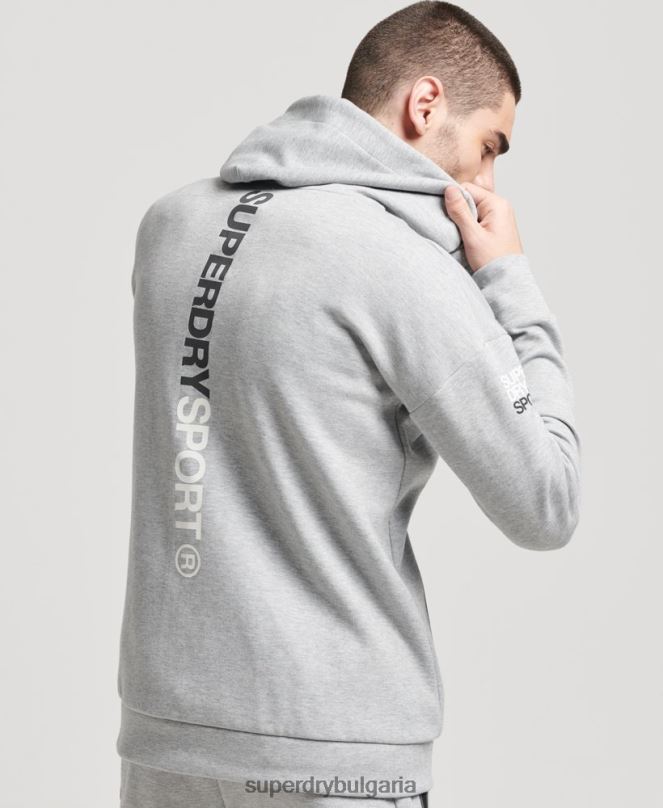 Superdry облекло N00H677 сиво мъже суичър с цип gymtech