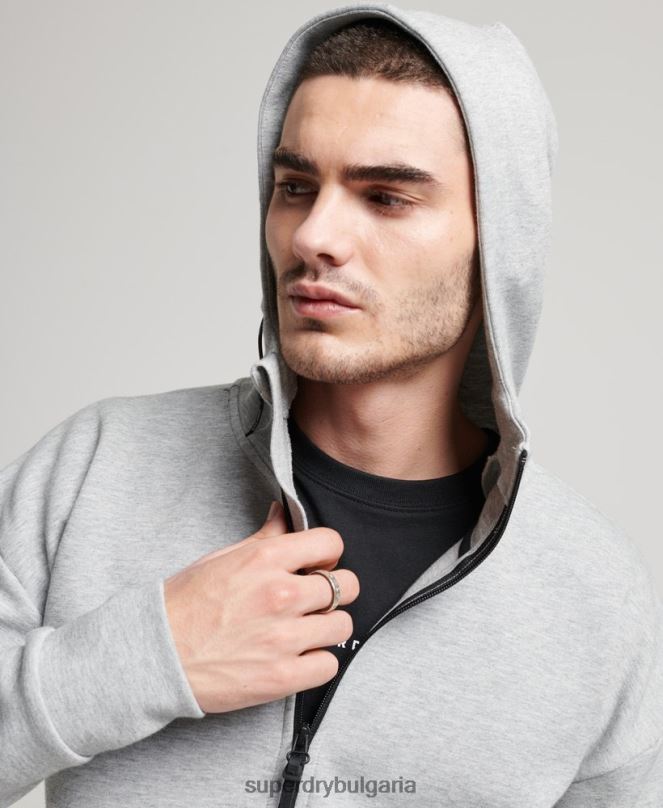 Superdry облекло N00H677 сиво мъже суичър с цип gymtech