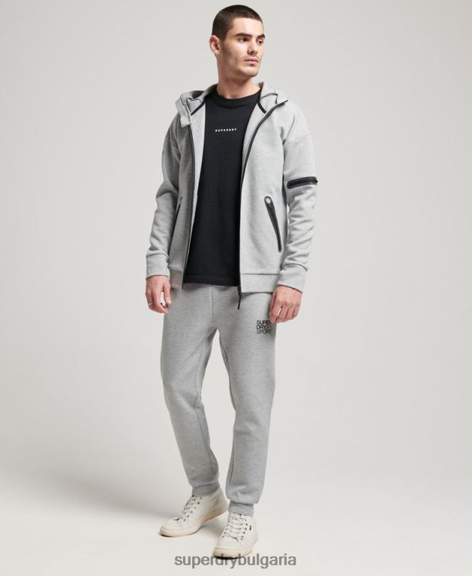 Superdry облекло N00H677 сиво мъже суичър с цип gymtech