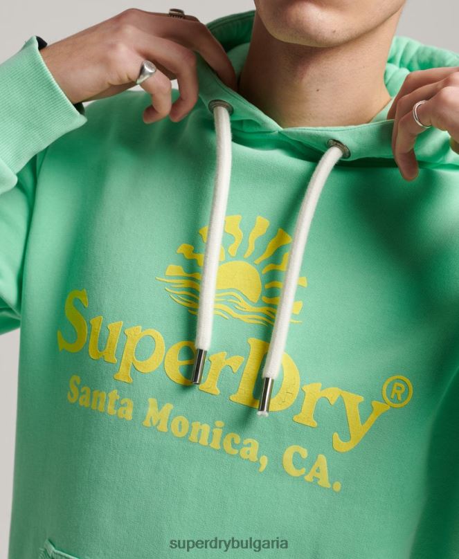 Superdry облекло N00H681 зелено мъже неонова качулка за винтидж място