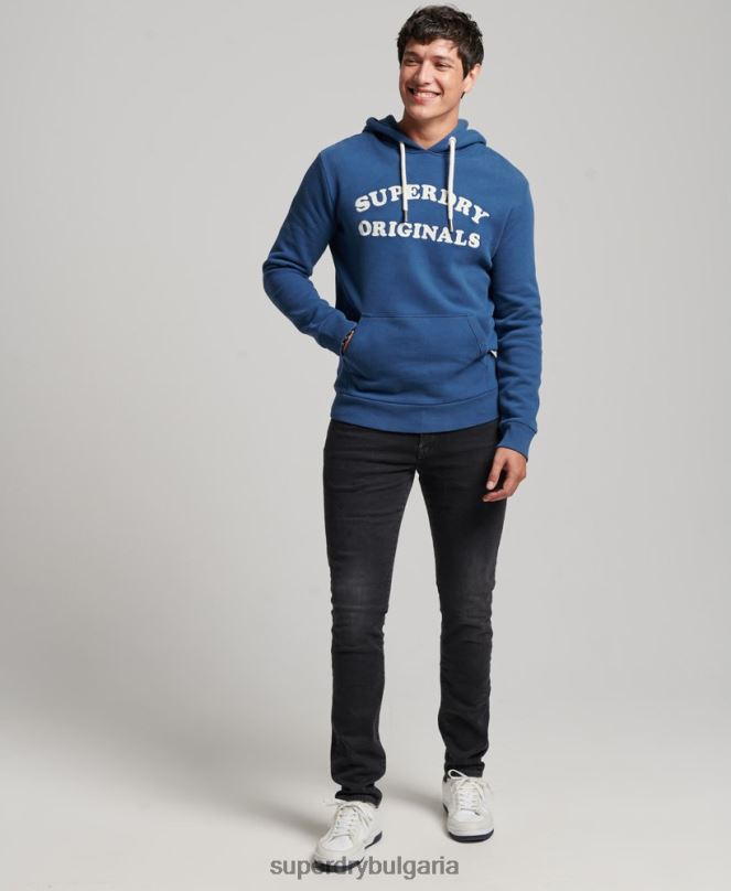 Superdry облекло N00H682 военноморски флот мъже ретро купър класическа качулка