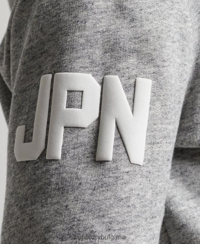 Superdry облекло N00H686 сиво мъже ретро качулка с лого от органичен памук