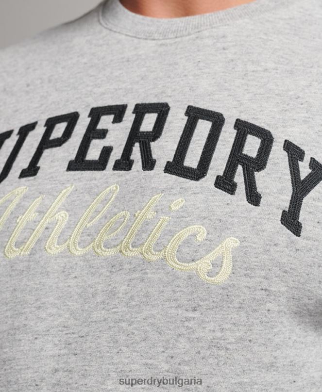 Superdry облекло N00H687 сиво мъже ретро атлетичен суичър за фитнес